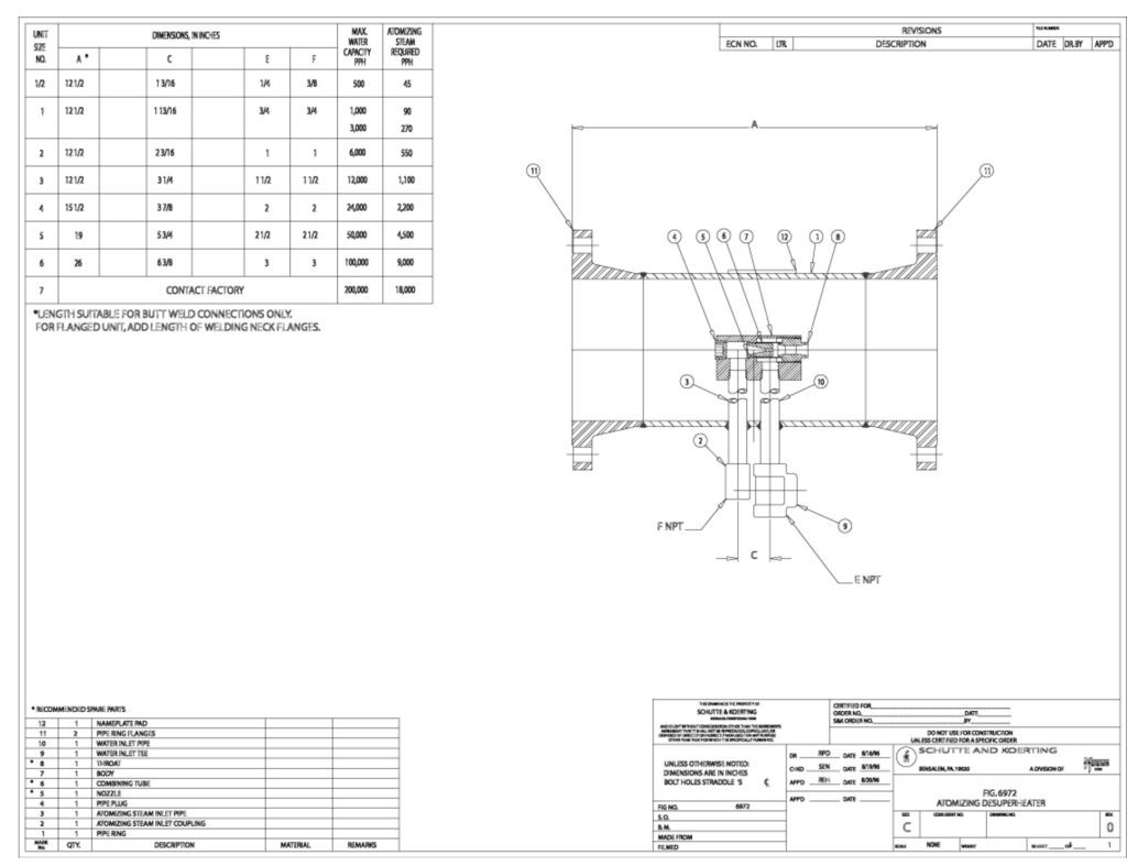 Fig. 6972 Atomizing Desuperheater Drawing